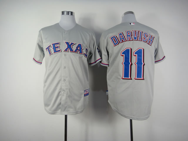 Men Texas Rangers 11 Darvish Grey MLB Jerseys